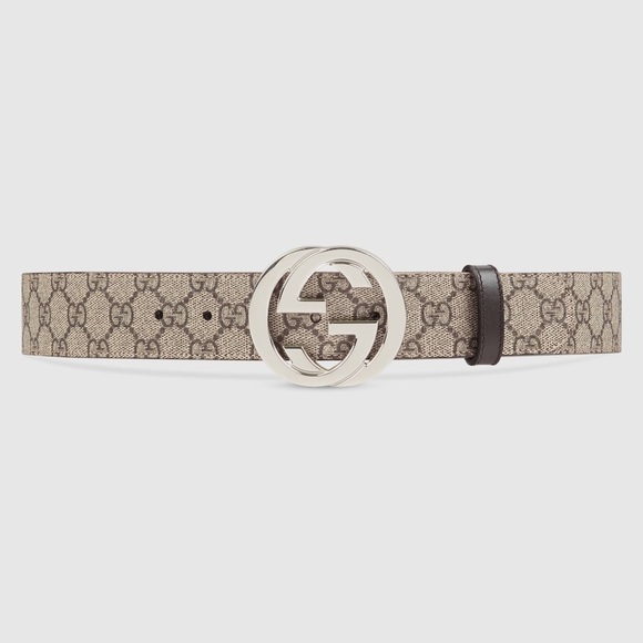GUCCI SUPREME BELT WITH G BUCKLE MENS BROWN LOGO PRINT REVERSIBLE {$480} 75 / 30